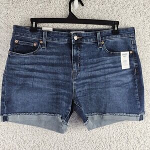 Denizen Levi's Mid Rise 5" Dark Blue Denim Jean Cuffed Shorts Size 16 NWT